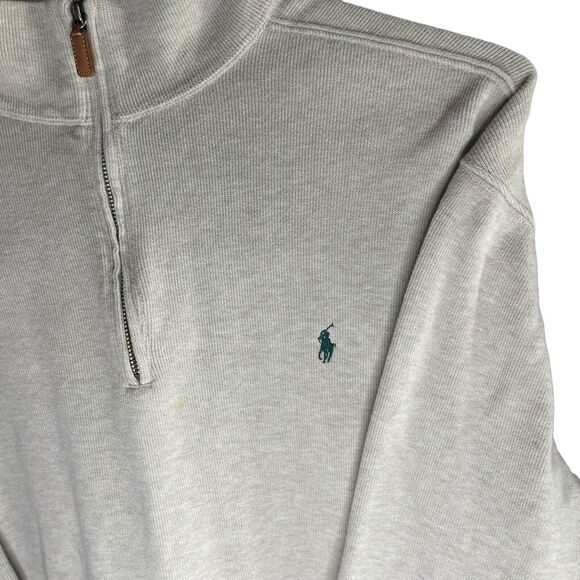 Polo Ralph Lauren Sweater (Size XL) Men's Jacket Sweatshirt 1/4 Zip Tan Cotton - Picture 10 of 16